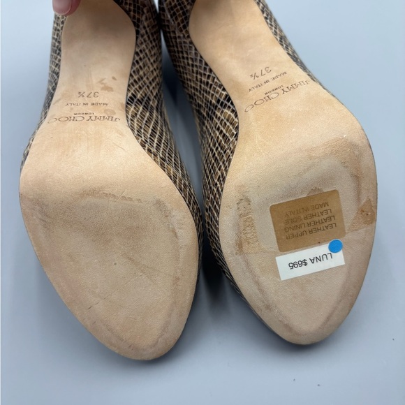 Jimmy Choo Women's Peep Toe Heels - snakeskin size 37.5 - Picture 9 of 12